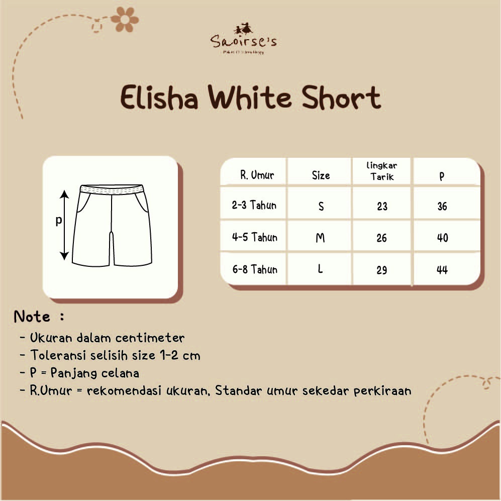 Saoirse's Elisha White Short - Celana Pendek anak perempuan