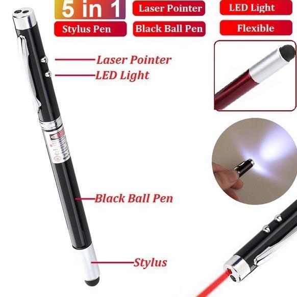 

Pulpen Laser Pointer 5in1 Pen Stylus pad Tablet Touch Pen Red Senter