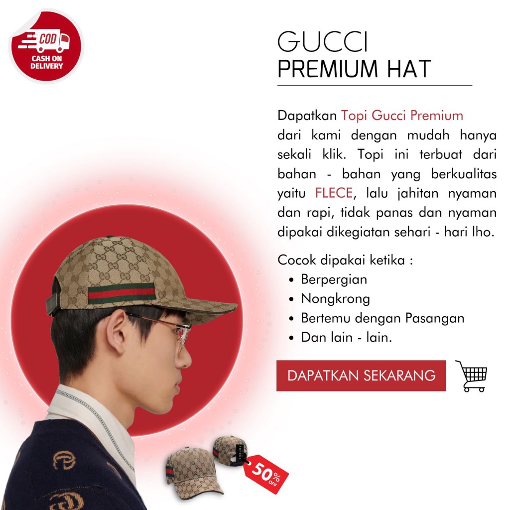 Topi Gucci Premium - Topi Best  Seller - Topi Dewasa bahan Premium