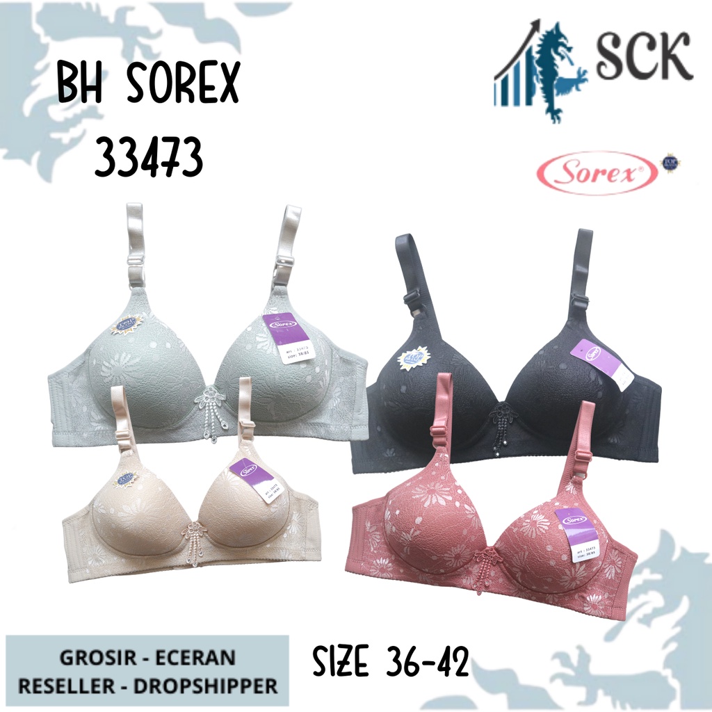 BH SOREX 33473 Busa Sedang Tanpa Kawat Kait 3 Setara Cup B-C / BH SOREX Busa Tipis GROSIR