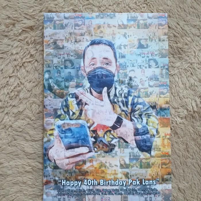 Foto mozaik cetak spanram+kain kanvas ukuran 30x20cm