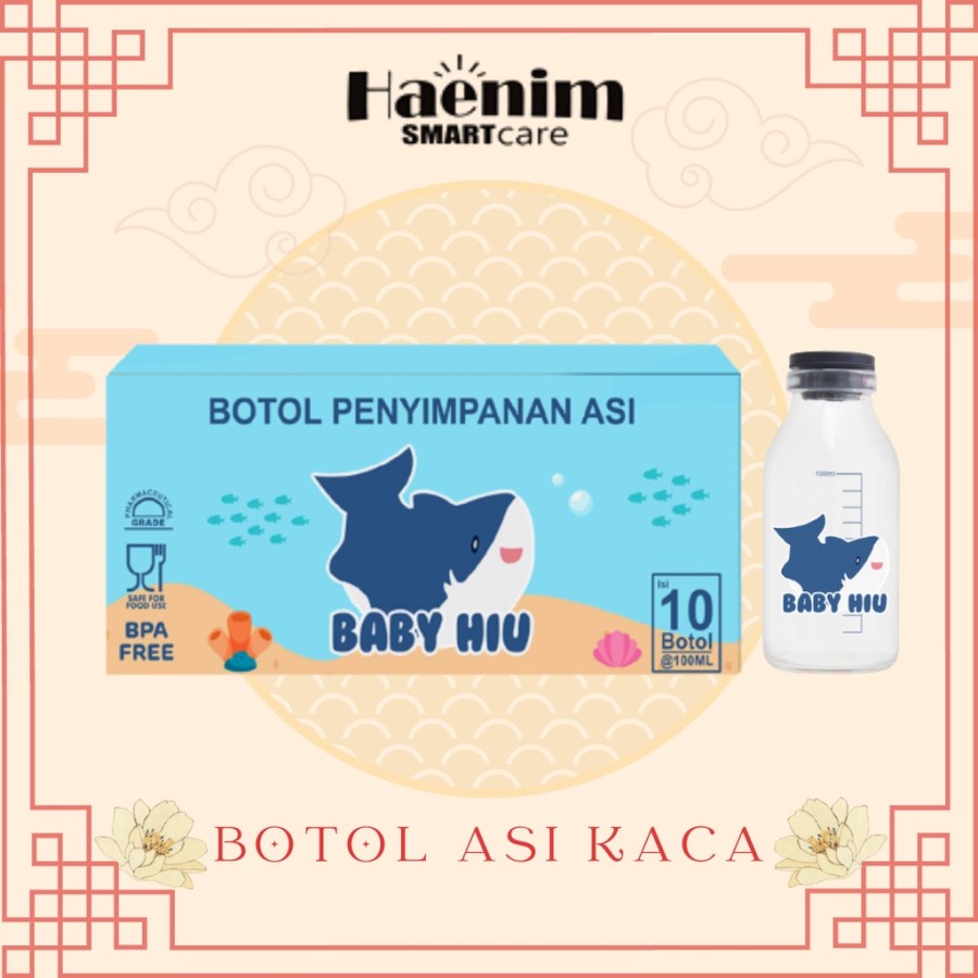 Haenim Botol Penyimpanan ASI Kaca baby Hiu