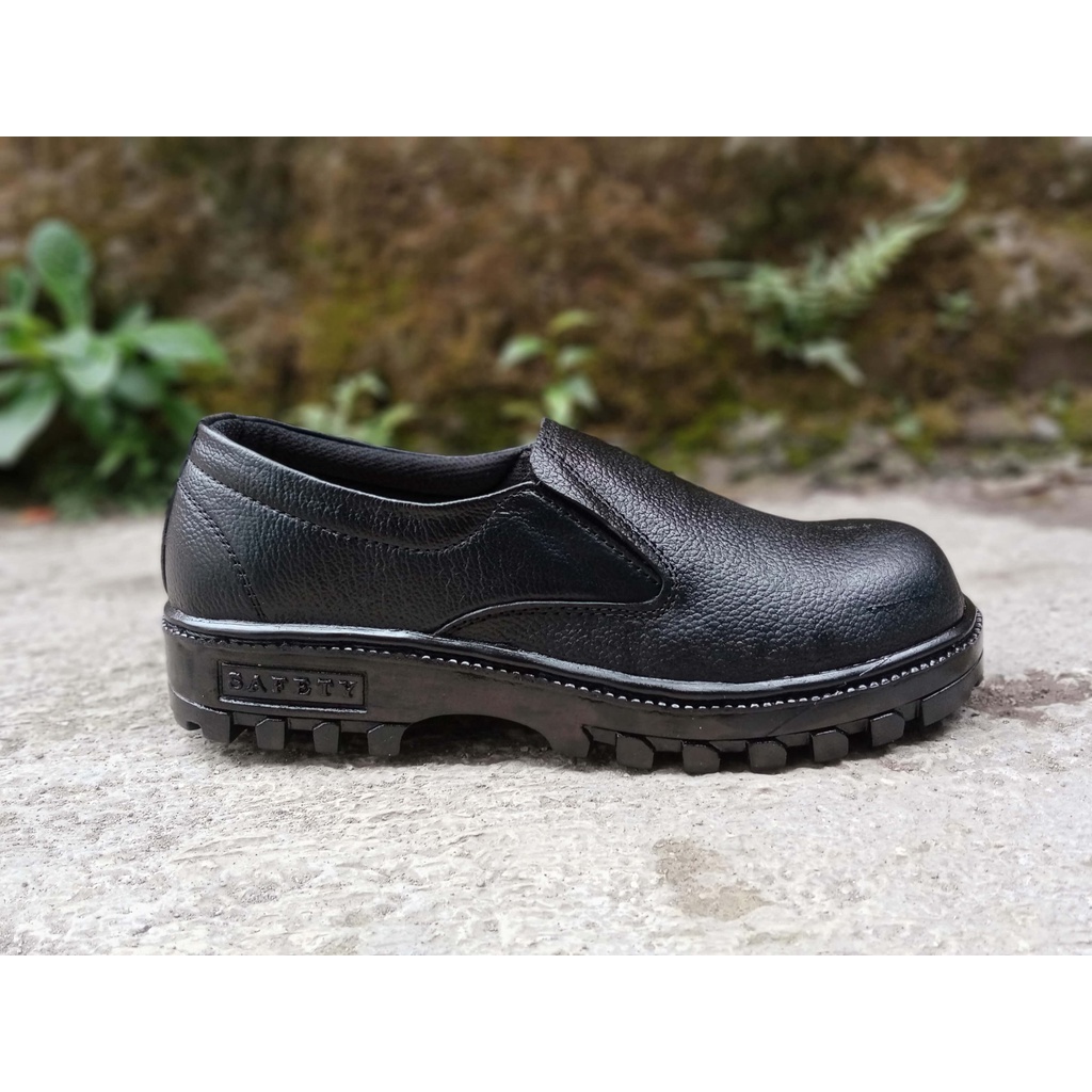 Sepatu Safety Pria King Slip On Karet Kulit Asli