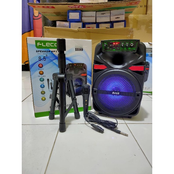 BISA COD SPEAKER BLUETOOTH KARAOKE FLECO DAPAT TRIPOD F-8805 UKURAN 8.5&quot; BONUS MIC TERLARIS DIJAMIN SESUAI GAMBAR