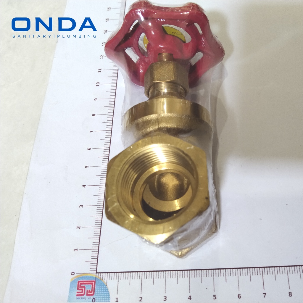 ONDA Gate Valve 1&quot; Katup Keran Stop Kran Pipa Kuningan Drat Dalam