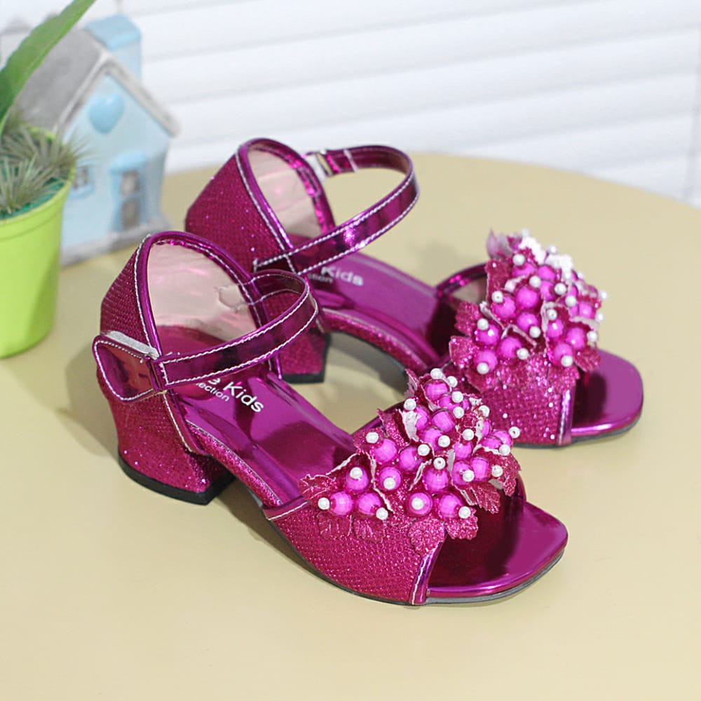 Sandal hak tinggi anak perempuan motif mute