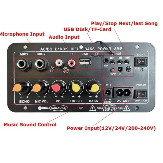10 inci Kit Power Amplifier Bluetooth Karaoke AC-DC Basstube Aktip spe