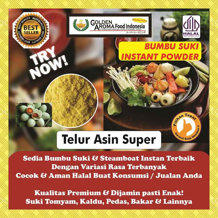 

BUMBU SUKI INSTAN Telur Asin Super 1Kg Steamboat Shabu Hotpot Rasa Salted Egg Kiloan 1 Kg Halal Sabu Kuah Soup Original Stemboat Steambot Steamboot Sukiyaki Grill Bakar Instant Gafi Seasoning Powder Murah Enak Terbaik Premium Promo bukan Sheep