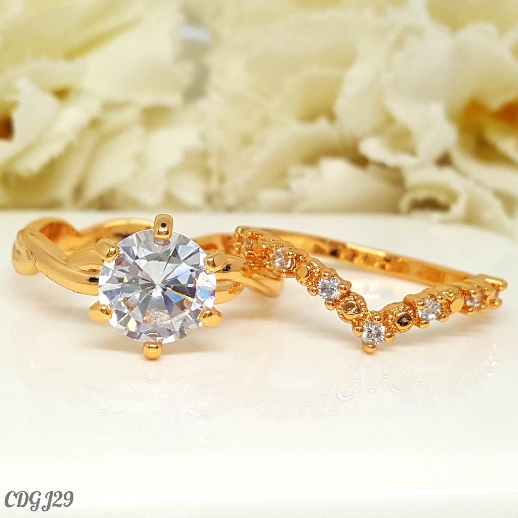 PGX Cincin Xuping Wanita Aksesoris Fashion Perhiasan Lapis Emas Premium - Z334