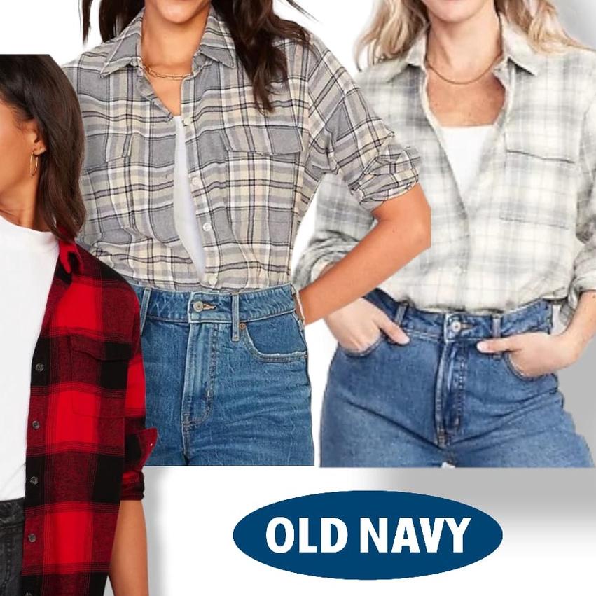 ۝ OLD NAVY Plaid Flannel Shirt for Women | Kemeja Flannel - 2689 ✷