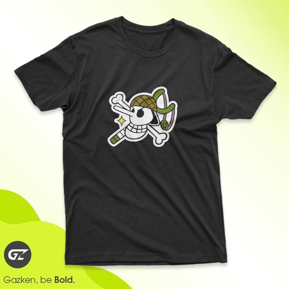 Gazken Kaos One Piece Usopp Pirate Flag Logo Baju Anime