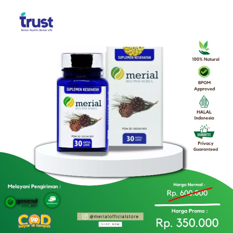 Merial Red Pine Korea - 30 kapsul / Original Merial / Herbal Kolesterol dan Jantung