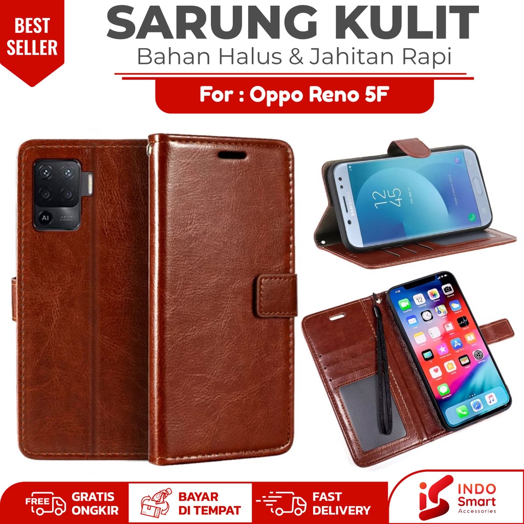 Oppo Reno 5F / Case Oppo Reno 5F Casing Hp Dompet Wallet Sarung Kulit Hp