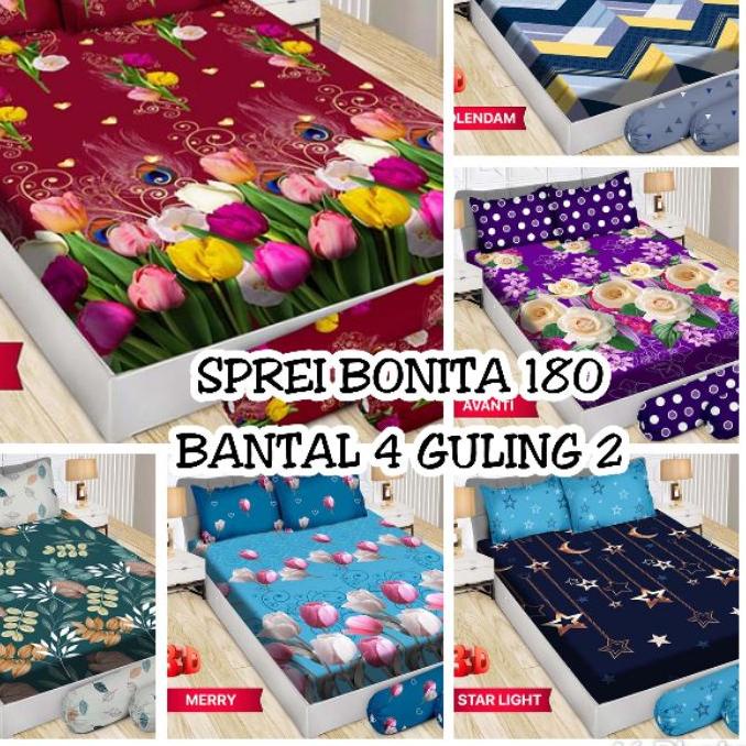 ✶ NEW SPREI BONITA 180X200 BANTAL 4 GULING 2 ➹