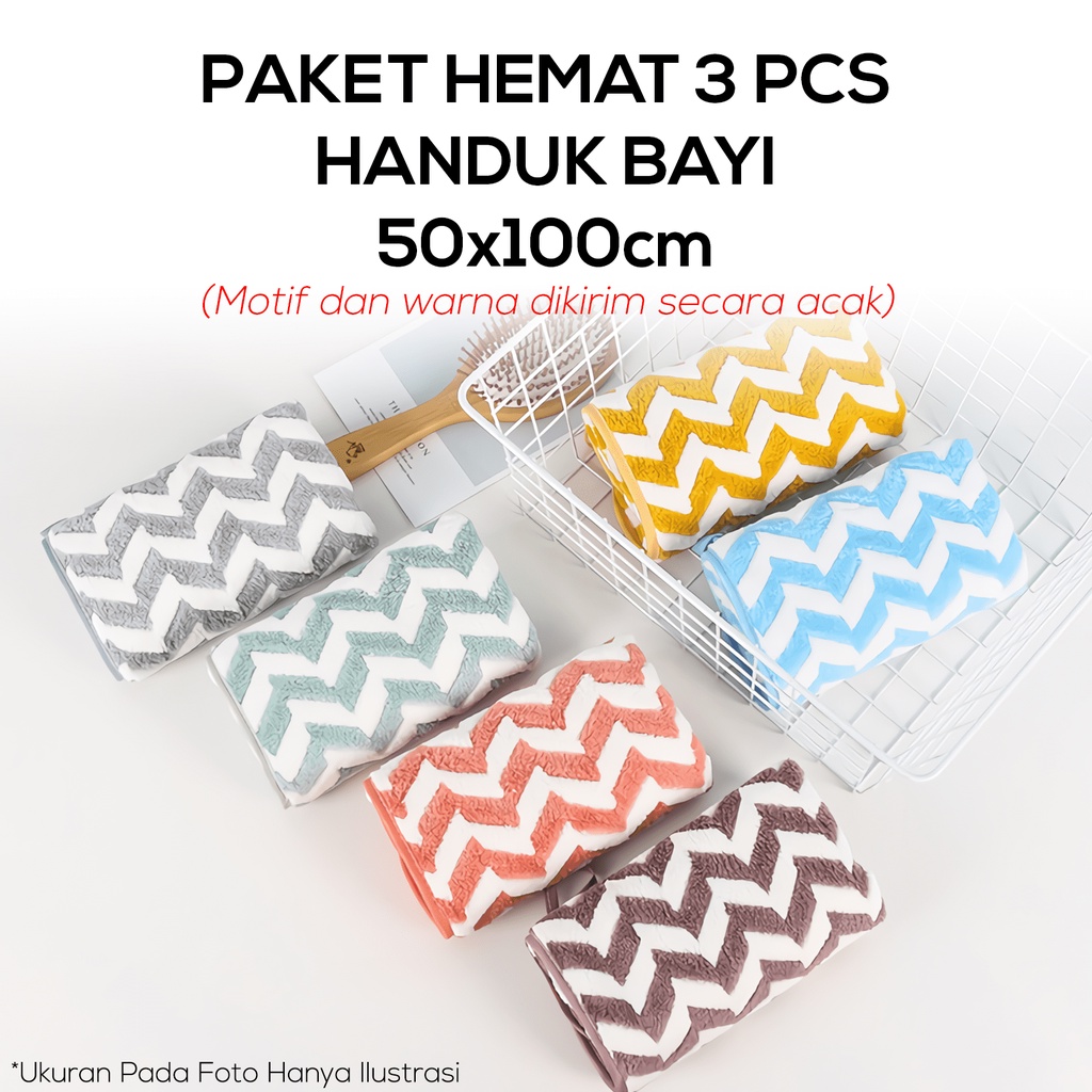 [PAKET HEMAT 5 PCS] Handuk Mandi Bayi / Anak Ukuran 50x100cm Bahan Microfiber Bulu Serap Air Quick Dry Towel