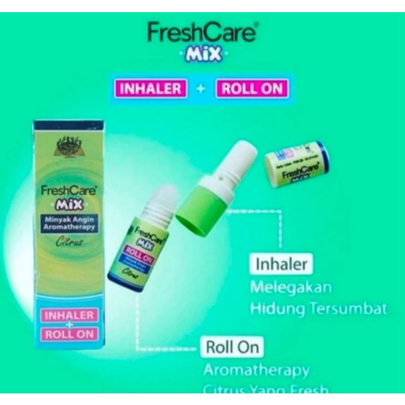 FreshCareMix Inhaler Pelega Nafas Inhaler Citrus Aromatherapy Mix RollOn Plus Inhaler