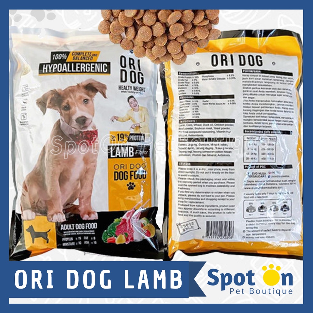 Ori Dog Lamb 1kg Makanan Anjing Repack | Oridog 1 kg Makanan Kering Anjing Dewasa