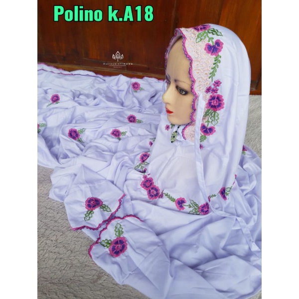 Mukena  terusan lajuran polino bordir kudusan istimewa motif bunga kecil warna warni cantik