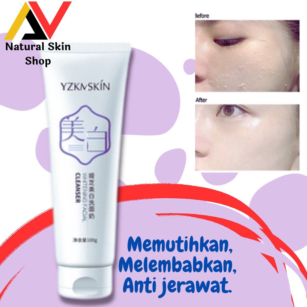 YZKMSKIN Whitening Facial Cleanser / Sabun Cuci Muka Pembersih Wajah &amp; Pemutih Penghilang Jerawat dan komedo 100gr perbaikan Pori besar