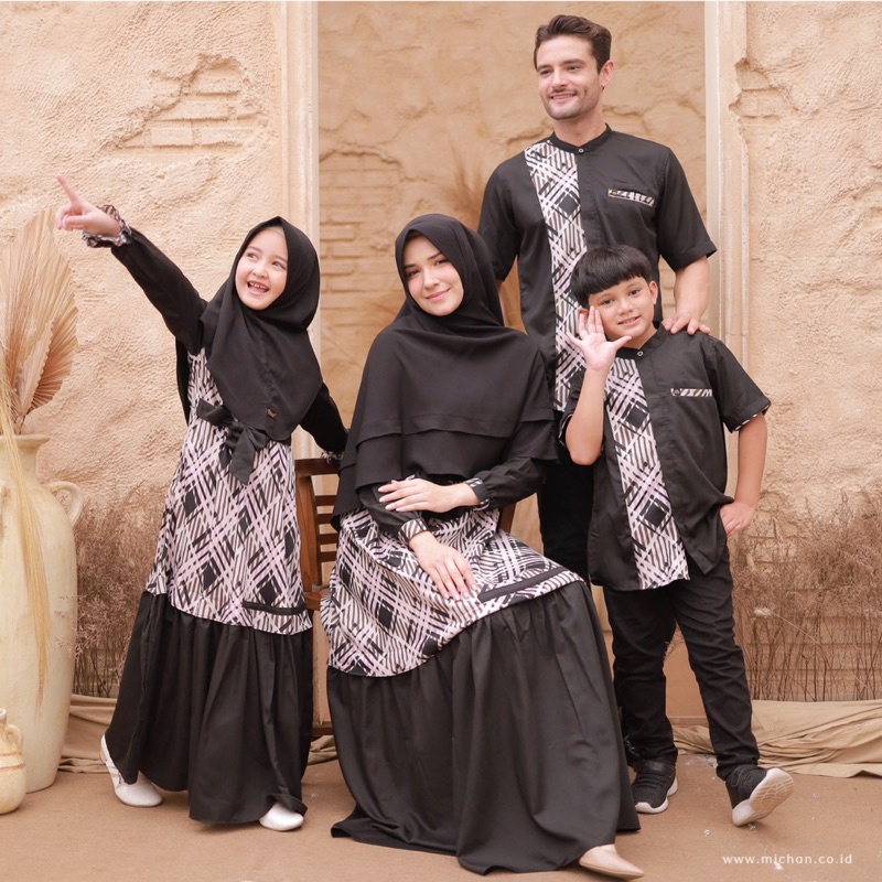 Michij - MICHAN Sarimbit Keluarga KIMI Black - gamis kekinian - gamis sarimbit trend - sarimbit eleg