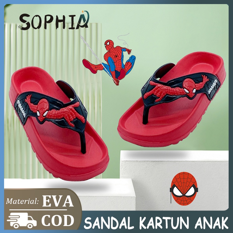 Sandal Superhero Sandal Jepit Anak Spider-Man Warna Solid Sandal Jepit Anak Laki-laki Karakter 2 - 9 tahun