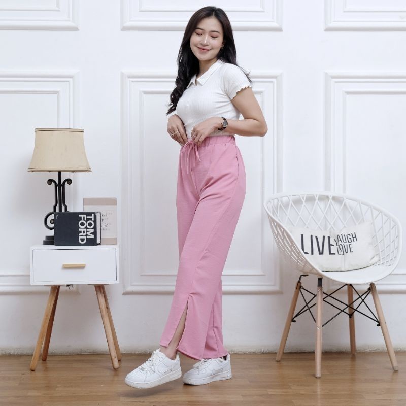 Izzie Loose Pants Celana Kulot Wanita Celana Kerja High Waist