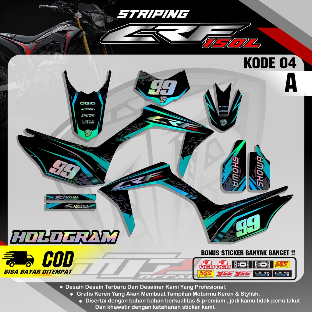 (COD) Sticker DECAL HOLOGRAM PELANGI CRF - Sticker Lis Variasi Semifull CRF 150L Design Grafis Simpl