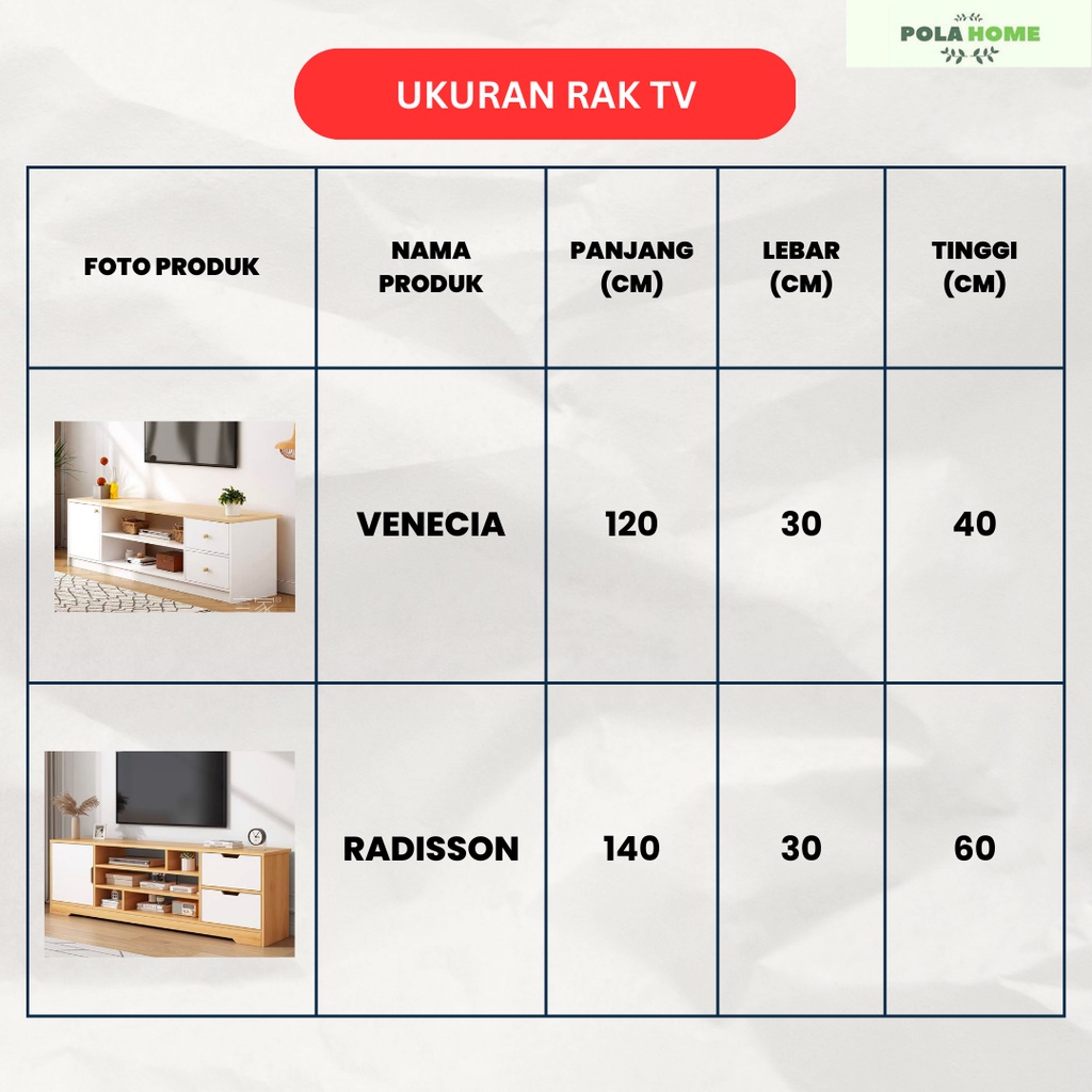 POLA Paket Hemat Furniture Lemari Pakaian Meja Rias Rak Tv Only Bluebird