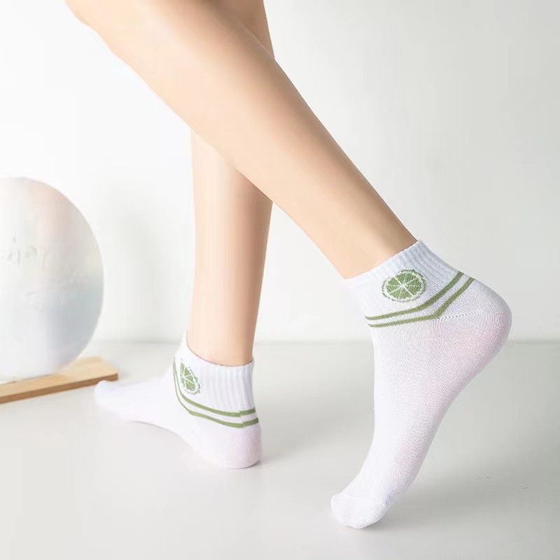 DOMMO - D2031 Kaos Kaki Wanita Motif Lime / K5694 Kaos Kaki Pendek Japanese Ankle Socks / Kaos Kaki Karakter Lemon Hijau Semata Kaki