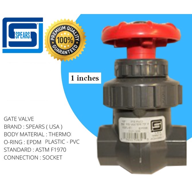 Gate valve plastic pvc spears socket ansi 150 seize 1inches