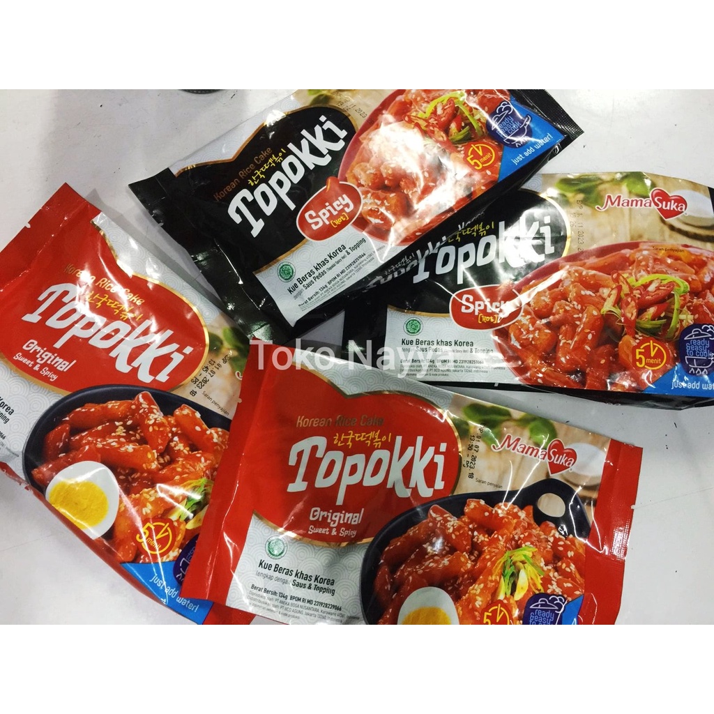 Mamasuka Topokki Spicy dan Original - Kue Beras Khas Korea