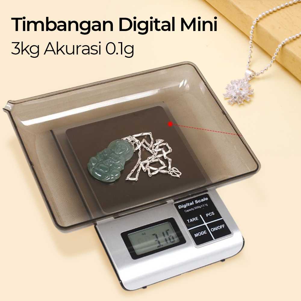 (BISA COD) FTIHSHP 5KW Timbangan Digital Mini Serbaguna Jewelry Scale 3kg Akurasi 0.1g