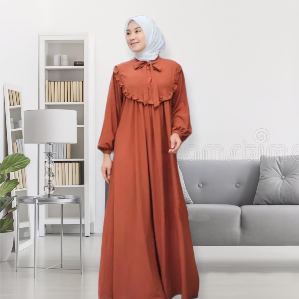 DRESS GAMIS DINDA BAHAN CRINCLE AIRFLOW / GAMIS WANITA