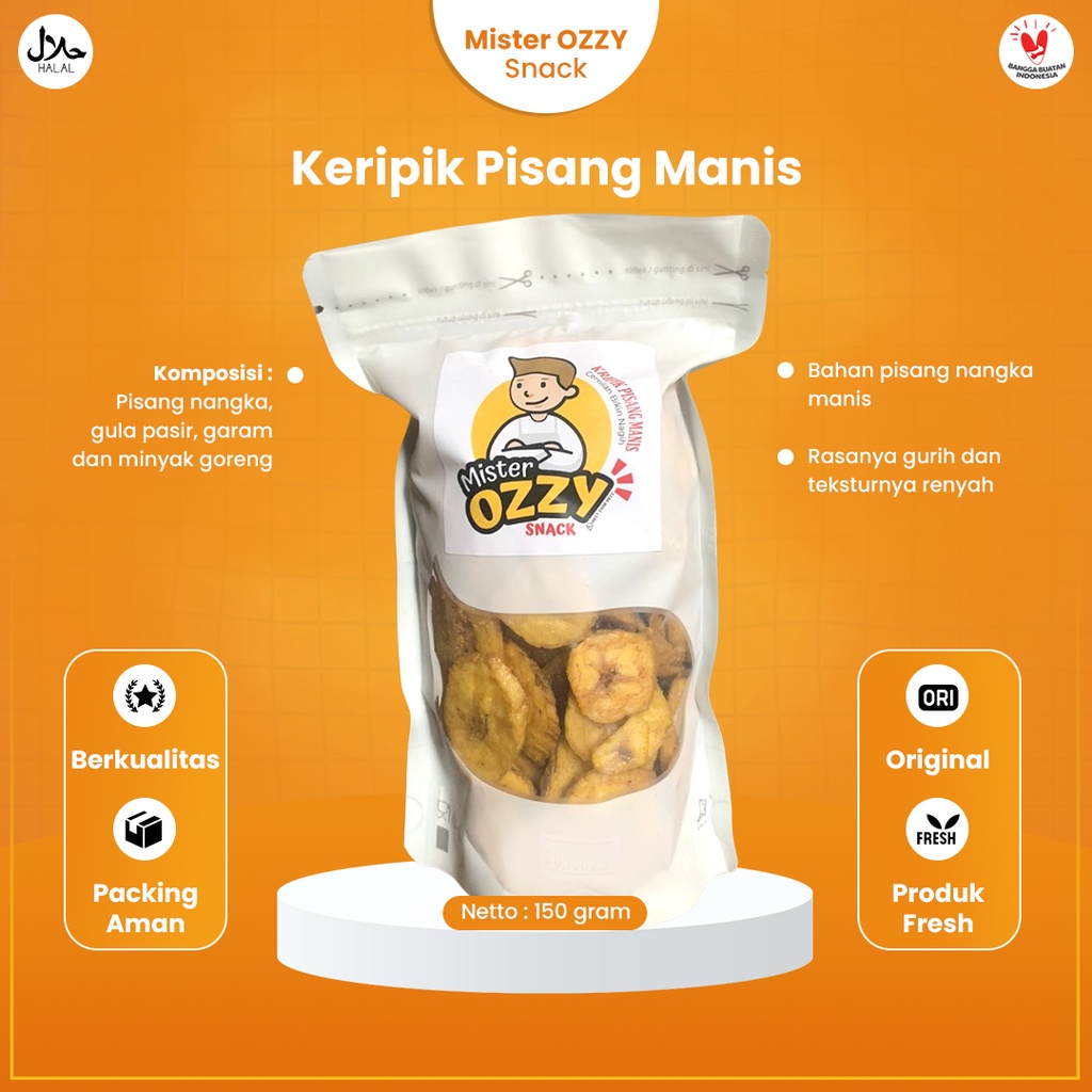 

Makanan Ringan Keripik Pisang Madu 150 Gram Mister Ozzy Snack Pouch Kripik Jajanan Cemilan Murah