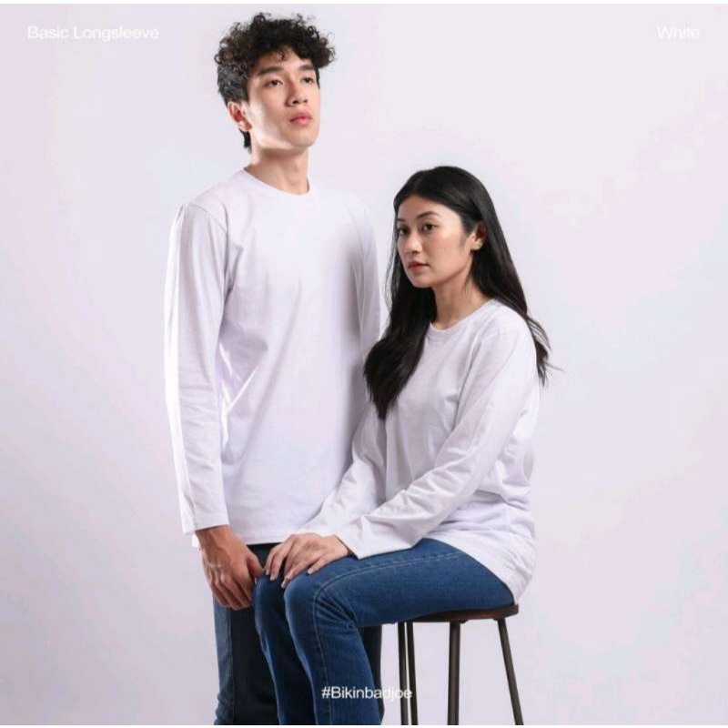 BISA COD baju TANGAN PANJANG kaos LENGAN PANJANG polos LONGSLEVE pria wanita pakaian warna basic navy atasan nyaman fashion termurah unisex premium T-shirt katun