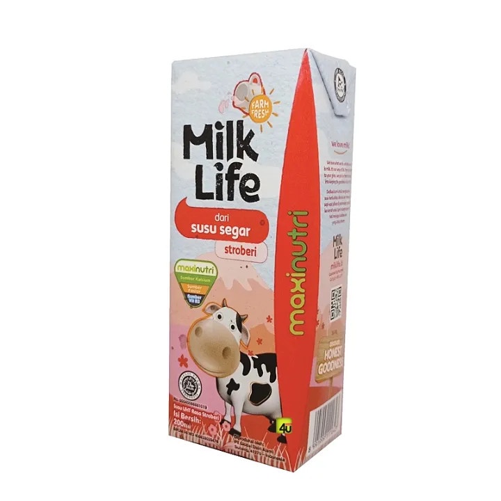 Jual MILK LIFE Susu Cair UHT Stroberi Tetrapak 200ml Shopee Indonesia