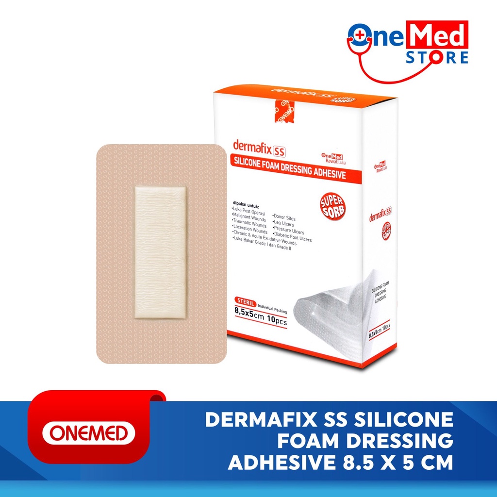 Dermafix Silicone Foam Super Sorb Dressing Adhesive 8.5x5cm 1Pcs OJ2