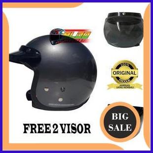 onderdil HELM BOGO / CARGLOSS RETRO ANCHOR GRAY ORIGINAL FREE 2 KACA / HELM SNI TERLARIS 140ZZ3
