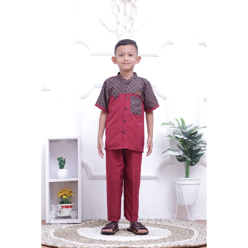 Baju Koko Setelan Anak Laki-laki umur 5-10 tahun - Bahan Katun Tebal Halus