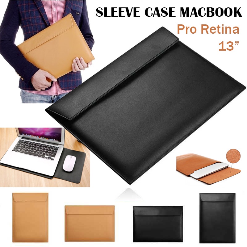 Sleeve Case Macbook Pro Retina 13 inch Sarung Tas Pelindung Laptop Kulit Polos Vertikal Horizontal