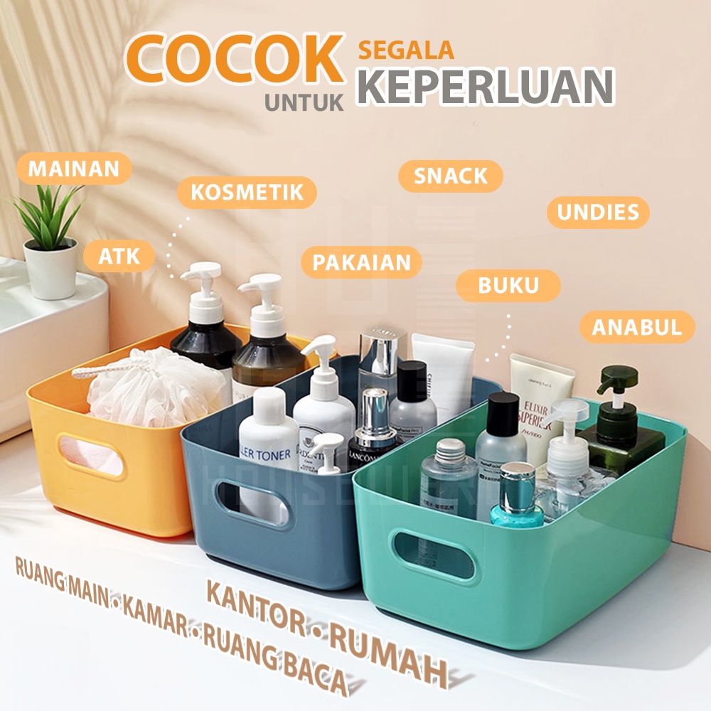 HUGO Keranjang Serbaguna Tempat Penyimpanan Mainan Pakaian Makanan Makeup Kosmetik Multifungsi Storage Box Organizer Bahan Plastik