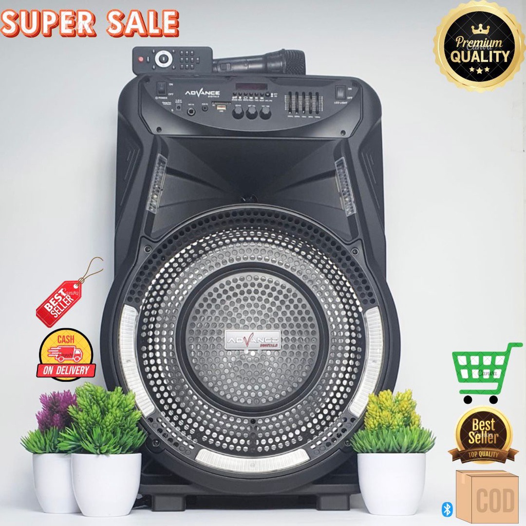 SPEAKER SPEKER BLUETOOTH WIRELESS KARAOKE PORTABLE + FREE MIC ADVANCE K1502 15 INCH SUPER BASS & STE