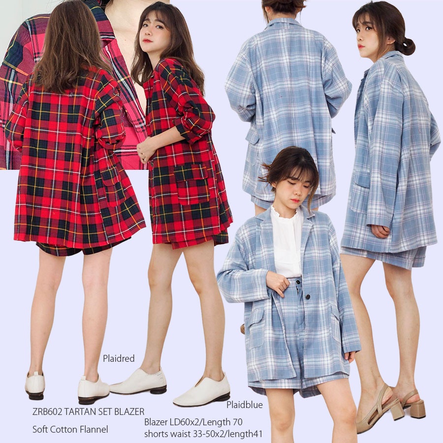 ZR Oversized Blazer BW Tartan Set