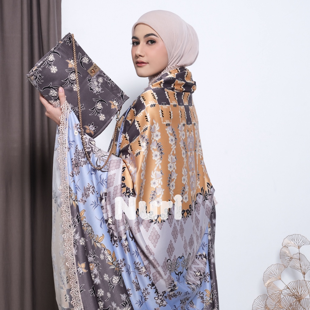 Mukena Dewasa Silk Premium 2IN1 Luxury Motif Printing Mewah Jumbo Hazirah Series