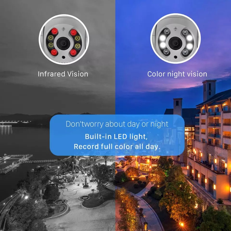 IP Cam CCTV Outdoor 1080P Full HD 8MP Onvif Full HD ICSEE PTZ InfraRed Kamera Wireles ColorVu