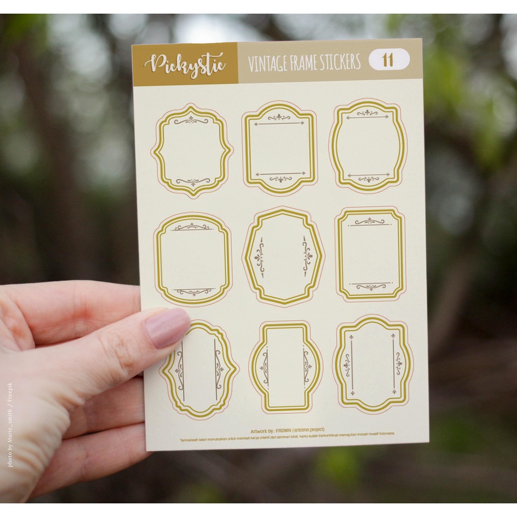 

Pickystic stiker ( 11 vintage frame) Sticker lucu Journal Scrapbook