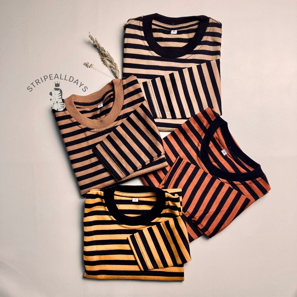 12.12 stripealldays - Kaos Anak Stripe Threeline Series / atasan baju bayi laki laki2 cowok cewek perempuan unisex lengan panjang strip setrip striped salur garis belang blaster couple / XS S M L XL  / 0 bulan 1 2 3 4 5 6 7 8 tahun katun cotton cvc 24s