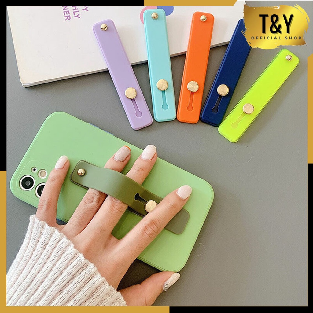 T&amp;Y Strap Bracket Silicone Polos Tipis Phone Holder Stand Universal For Iphone Android Finger Grip Hand Multiband Sandaran HP Murah Import