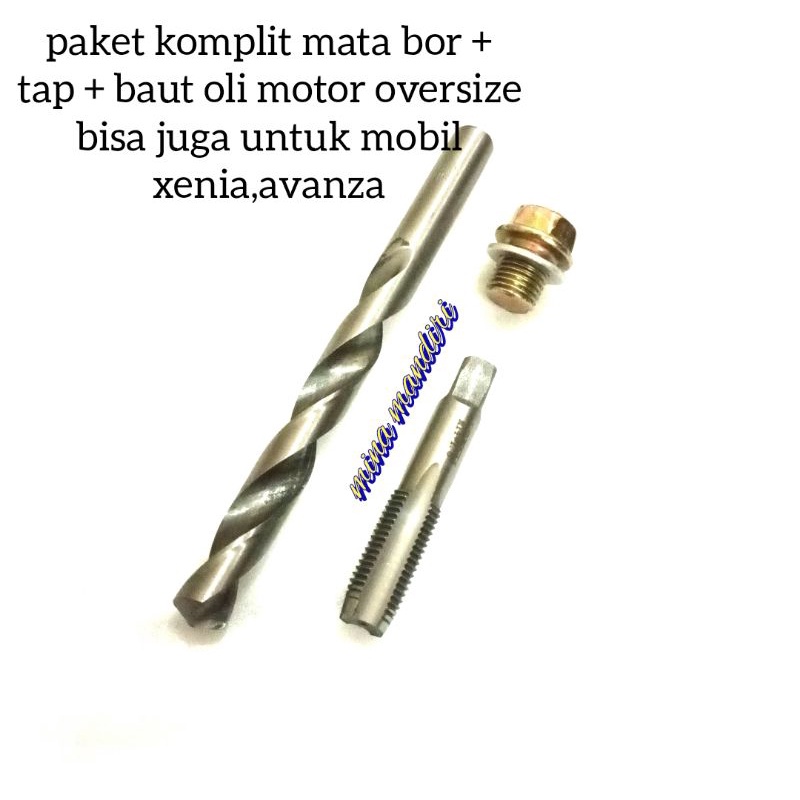 paket mata bor tap set baut oli oversize drat M14×1.5 baut 19 kunci 17 mobil xenia avanza