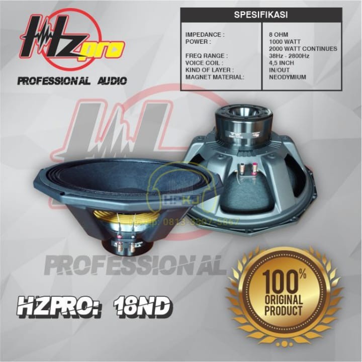 SPEAKER HZ PRO 18" 18ND NEODYMIUM ORIGINAL speaker speker hzpro 18 inch 18 ND